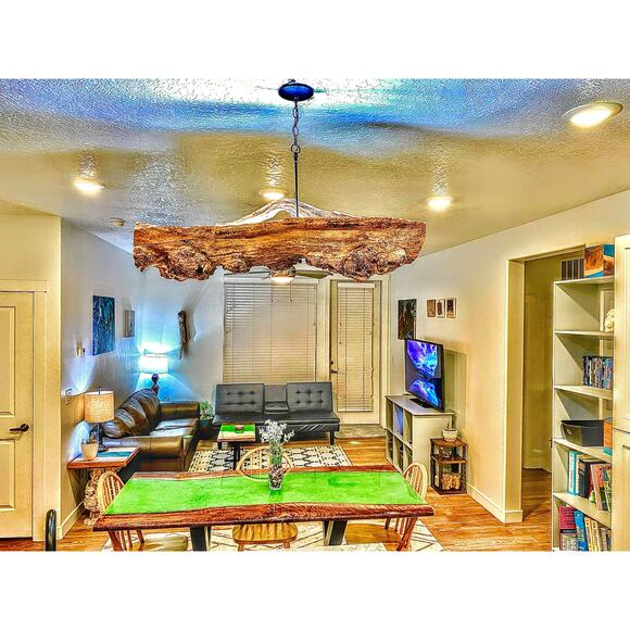 Rustic Elm/burl log chandelier - Picture 1 of 3